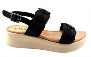 NEW EXE women's strass wedge sandal in black